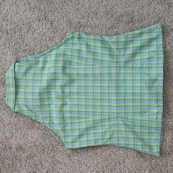 PARFAIT SUMMER PLAID HALTER TOP IN PASTEL COLORS OF BLUE YELLOW AND GREEN - Picture 5 of 6